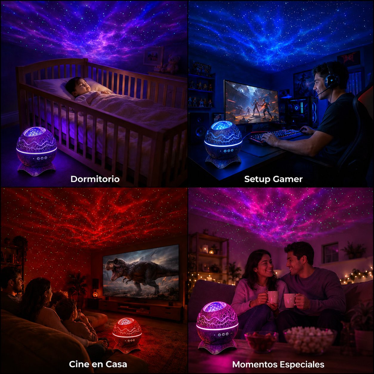 Dino Aurora 🦖 Convierte tu cuarto en una galaxia